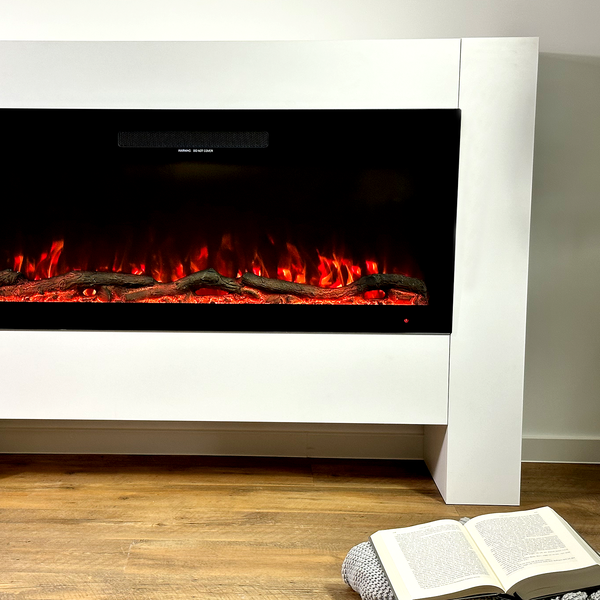 Glow Fire Elektrokamin 'Hermes' | LED Standkamin in weiß mit Heizung (1500 W) | HxBxT: 96 x 136 x 38 cm