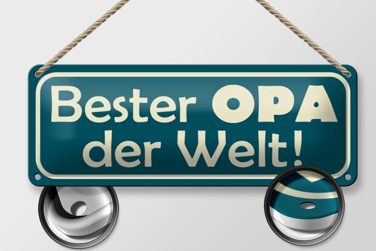 Blechschild Spruch 27x10cm Bester Opa der Welt Dekoration