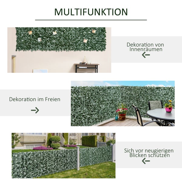 Outsunny Künstliche Hecke, 300 x 150 cm, Stoff, PE, Dunkelgrün