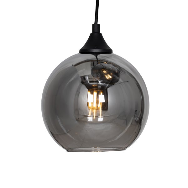 Pendelleuchte mit runder, transparenter Glasschirm und Leuchtmittel