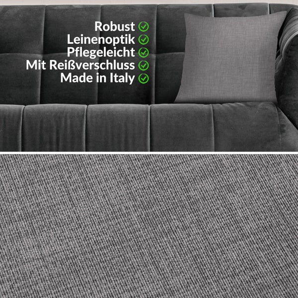 Kissenhülle Grau  60x60cm ohne Füllung Leinenoptik