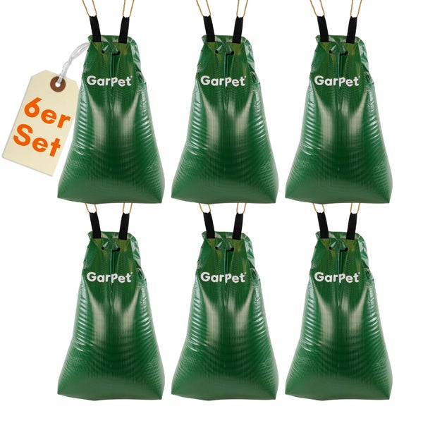 Sechs grüne Garpet Laubsäcke im Set mit Zugband