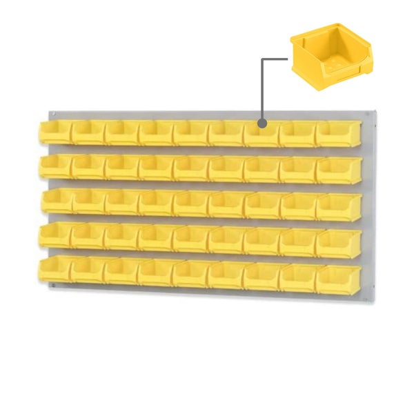 PROREGAL Trägersystem Graue Systemplatte mit 45 x Gelben Sichtlagerboxen 1.0 Maße H x B 50 x 100 cm Sichtlagerbox Sichtlagerbehälter