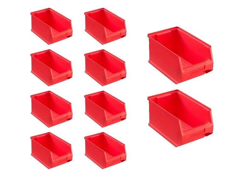 PROREGAL SparSet 10 x Rote Sichtlagerbox 3.0 HxBxT 12,5 x 14,5 x 23,5 cm 2,8 Liter Sichtlagerbehälter Sichtlagerkasten