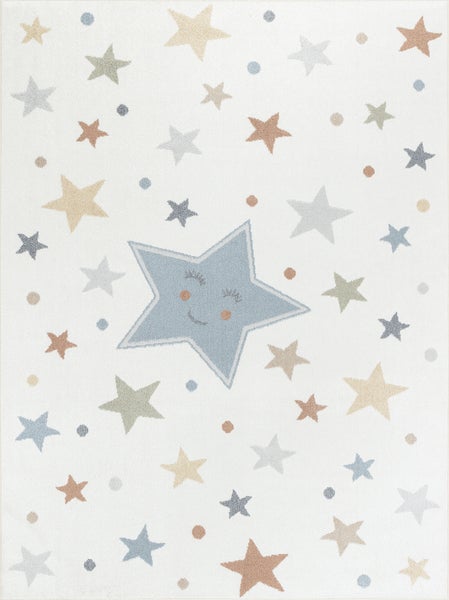 Maschinenwaschbarer Kinderteppich Sterne Mehrfarbig/Blau 120x170 cm SUPERMAMA