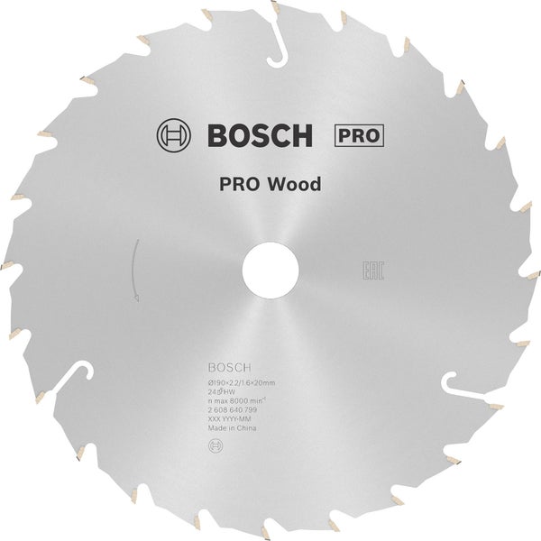 Bosch PRO Wood Kreissägeblatt 190 x 2,4 x 20 mm - 2608640799