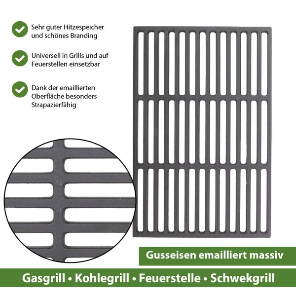 Emaillierter Grillrost aus Gusseisen für Gasgrill, Holzkohlegrill, Feuerstelle und Schwenkgrill