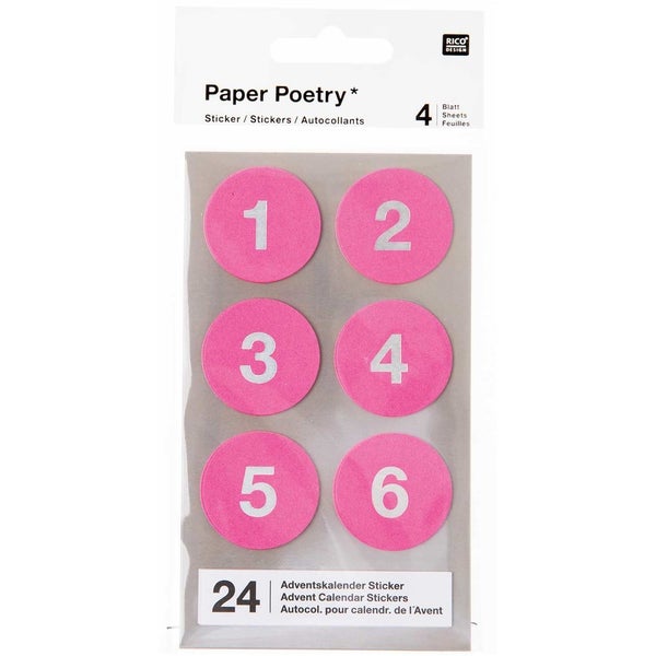 Adventskalender Sticker, Neon Pink, FSC Mix