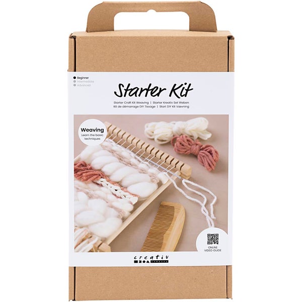 Creativ Company DIY Sets Flechten, Rya-Technik, Pompons Starter Kreativ Set Weben, Kreativ Box