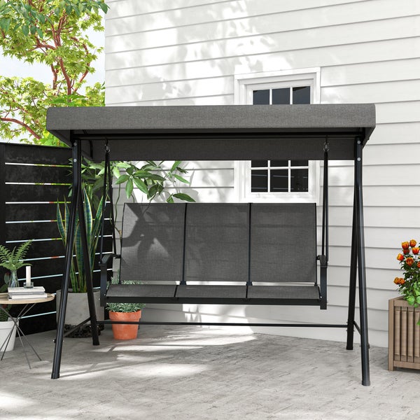 Outsunny Hollywoodschaukel, 195 x 118 x 170 cm, Metall, Texteline, Dunkelgrau