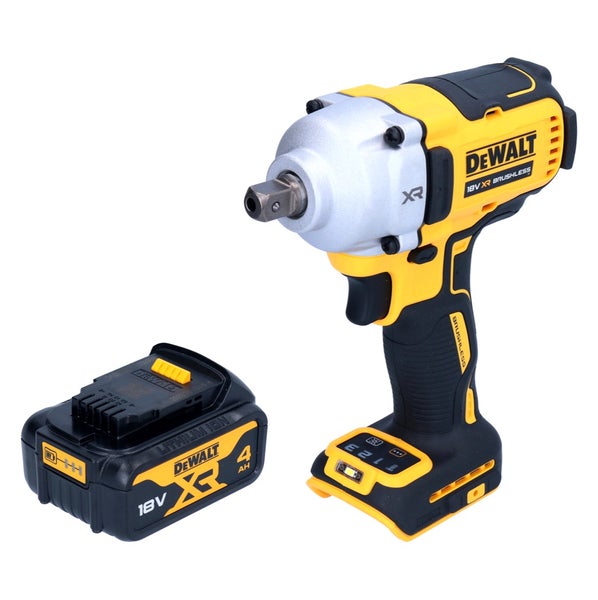 DeWALT 18 Volt XR bürstenloser Akku-Schlagschrauber mit 18 Volt 4 Amperestunden Lithium-Ionen-Akku.
