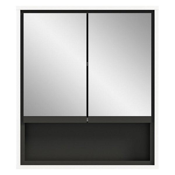 Jaru Spiegelschrank Bad 2 Türen 1 Fach weiß Hochglanz. 60 X 16 X 69 cm