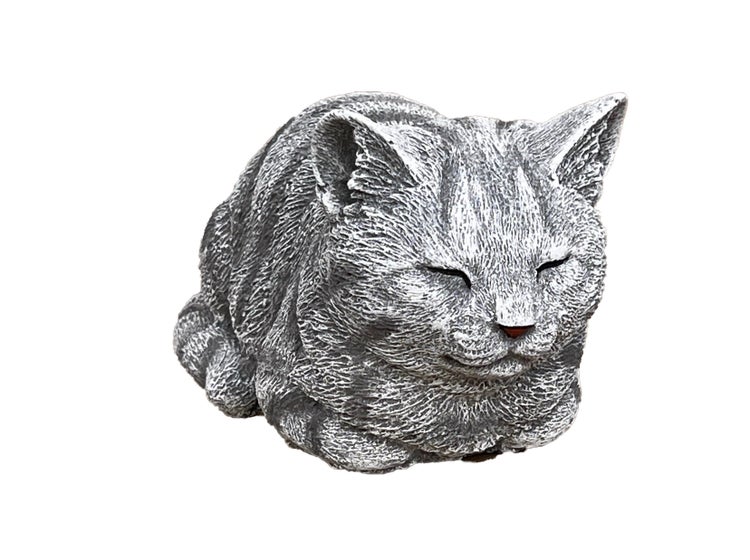Gartenfigur schlafende Katze aus Steinguss für die Gartendekoration