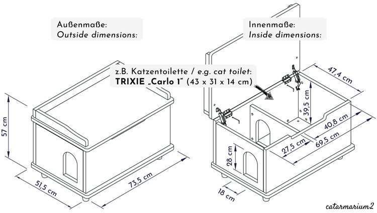 WONDERMAKE - Katzenschrank für Katzentoilette groß aus Holz, Katzenklo-Schrank Kommode XL, Design Katzen-Haus Toilette Klo Waschbecken-Unterschrank für Bad, weiß