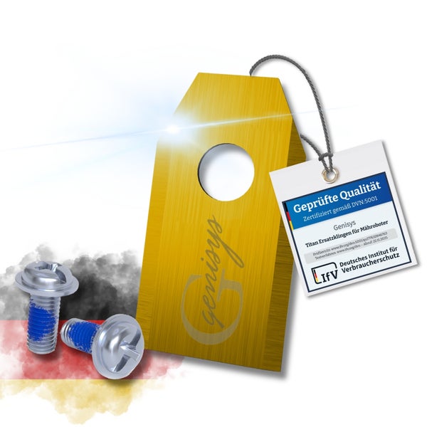 Genisys Ersatzklingen für Mähroboter mit Deutscher Institut für Verbraucherschutz Siegel