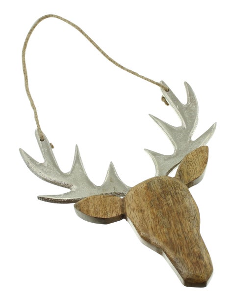 FRANK FLECHTWAREN | Dekohänger Hirsch, HOLZ, METALL, 19 x 22 cm