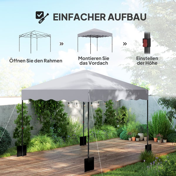 Outsunny Pavillon ca.3x3m, wasserabweisend Stabil Winterfest Pop-up Faltpavillon mit UV Schutz 50+, Faltbar Partyzelt Gartenzelt mit Rolltasche, Gartenpavillon für Camping Garten, Hellgrau