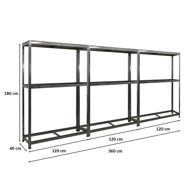 PROREGAL Mega Deal 3x Reifenregal RAGNAR HxBxT 180 x 120 x 40cm bis zu 8 Reifen auf 2 Ebenen + Ablage 265kg Fachlast Verzinkt