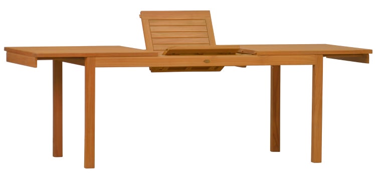 Teak Sitzgruppe 6 Stapelstühle 1 Teak Tisch ausziehbar 165 x 90 cm modern premium Set