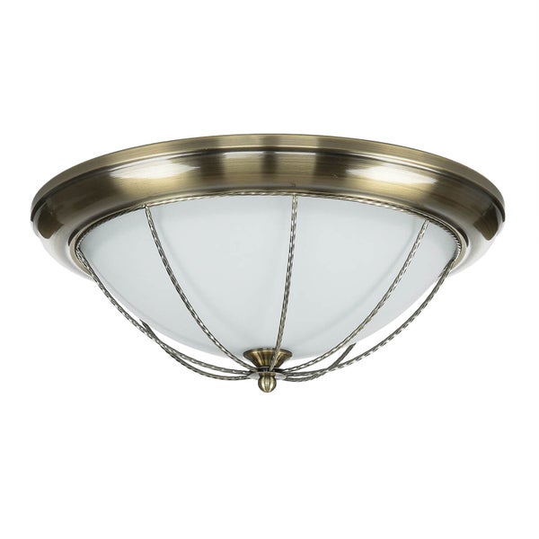 Deckenleuchte mit Metallfassung und Glasschirm