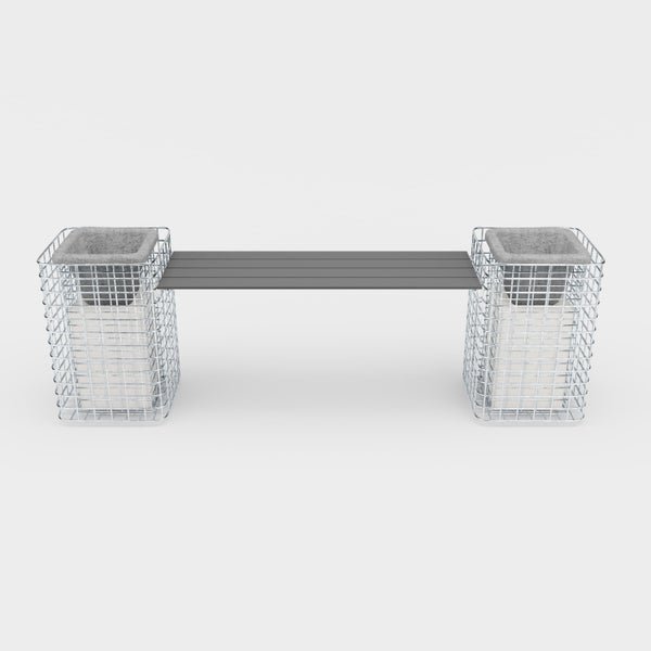 Gartenbank 2 Blumensäulen - 200 x 62 x 42 ( L x H x T) MW 5 x 5 cm feuerverzinkt, mit Recyclingauflage in anthrazit