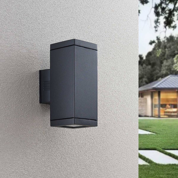 Lucande Wandleuchte außen Stani (spritzwassergeschützt (Modern) in Alu aus Aluminium (2 flammig, E27) - Außenwandleuchten Wandlampe Led Außenlampe Outdoor für Außenwand/Hauswand Haus