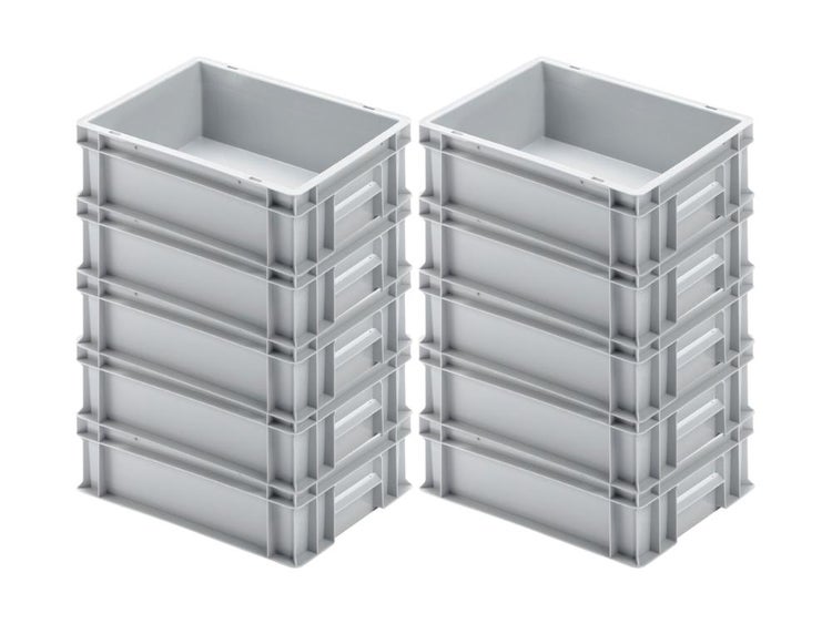 PROREGAL Eurobehälter mit Geschlossenem Griff HxBxT 12 x 30 x 40 cm 11 Liter Grau Eurobox Transportbox