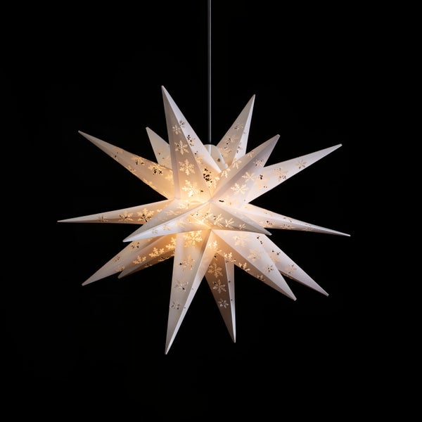 Verpackung eines leuchtenden Sterns mit 18 Zacken zur Dekoration für Innen und Außen
