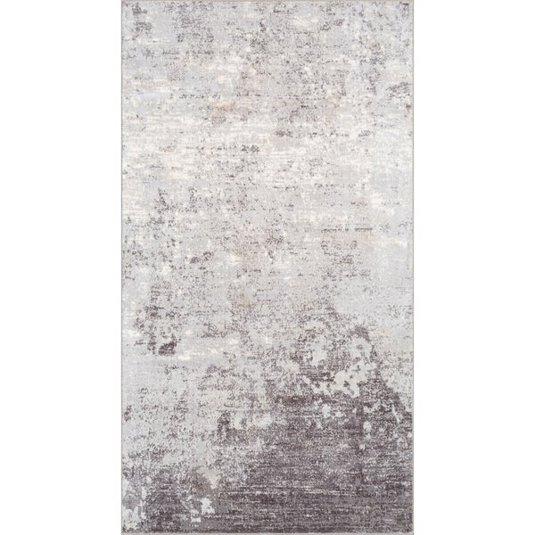 Abstrakt Moderner Flurteppich Grau/Weiß 80x220 cm FIONA