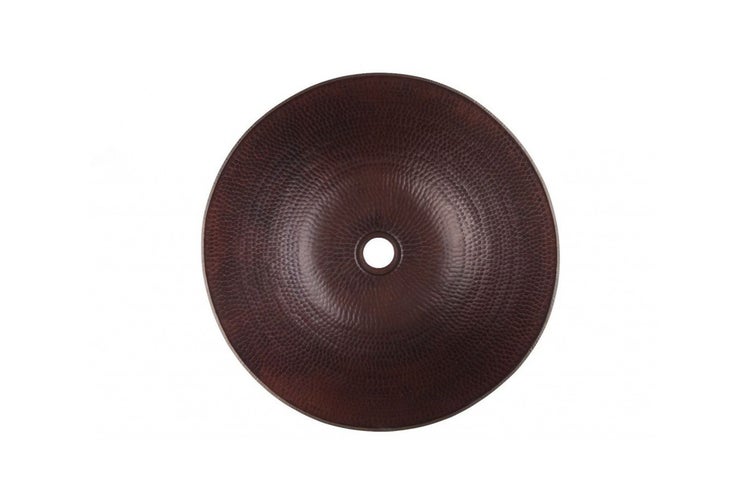 Rundes Kupferwaschbecken mit gehämmertem Muster