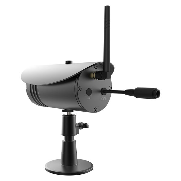 WLAN Überwachungskamera für den Außenbereich mit Antenne und verstellbarem Standfuß zur Wand oder Deckenmontage