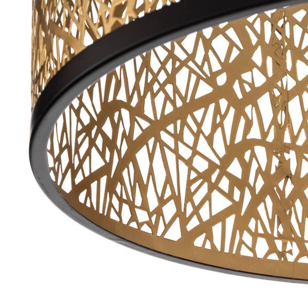 Lindby Deckenlampe Yonah (Landhaus, Vintage Rustikal) in Gold / Messing aus Textil (1 flammig E27) - Deckenleuchte Lampe Wohnzimmerleuchte