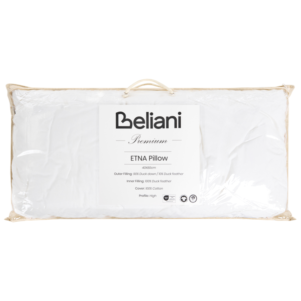 Beliani Daunenkissen ETNA Premium, 40 mal 80 Zentimeter, Baumwollbezug, Entendaunen und Entenfedern, OEKO-TEX Standard 100, GOTS, BSCI.