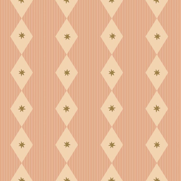 Tapete mit geometrischem Rautenmuster und Sternenmotiv