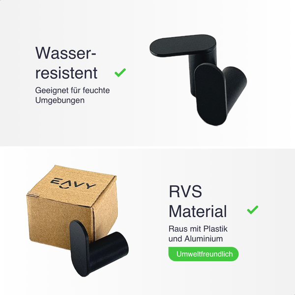 EAVY  Handtuchhaken Edelstahl Schwarz  Zum Bohren 2er Pack