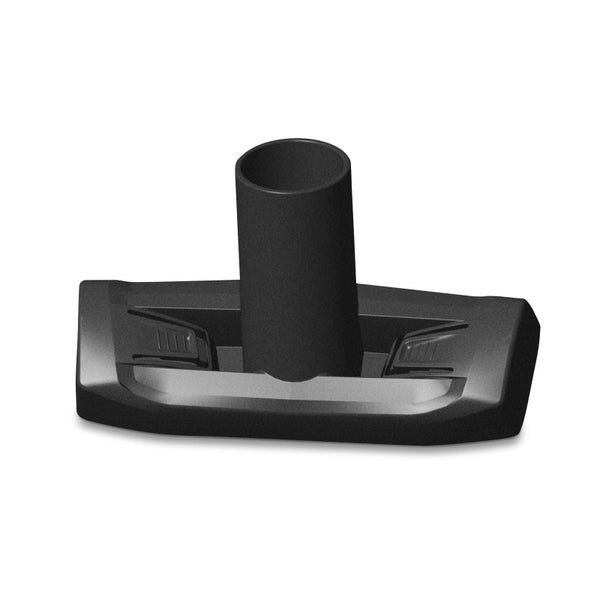 Schwarze Staubsauger-Bodendüse aus Kunststoff für Hartböden und Teppiche.