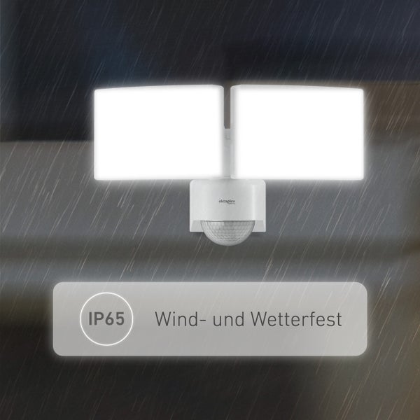 Oktaplex LED Außenstrahler mit Bewegungsmelder 3000K Warmweiß IP65 weiß 40W