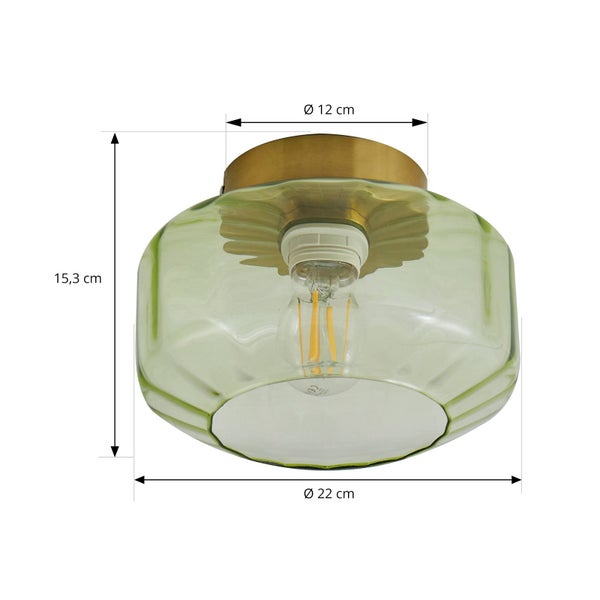 Lindby Deckenlampe Hildur in Grün aus Glas (1 flammig, E27) - Deckenleuchte Lampe Wohnzimmerleuchte