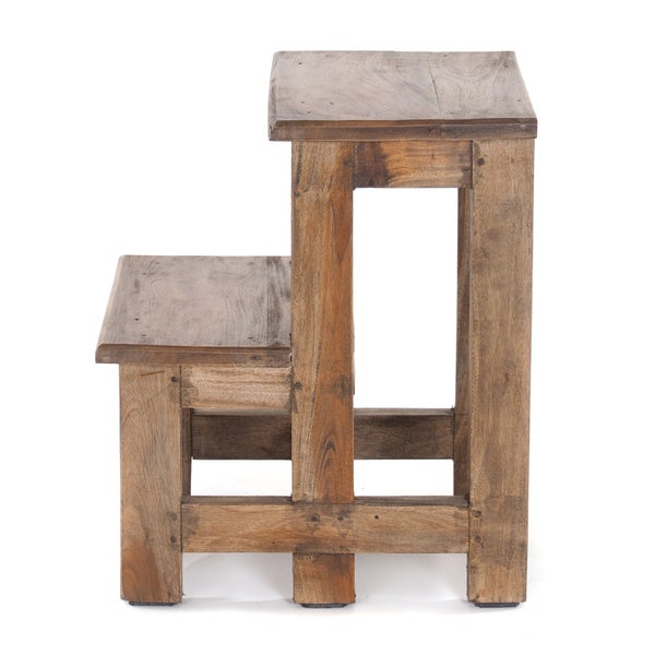 Trittleiter STEP Recyclingholz zweistufig  01 natur-vintage