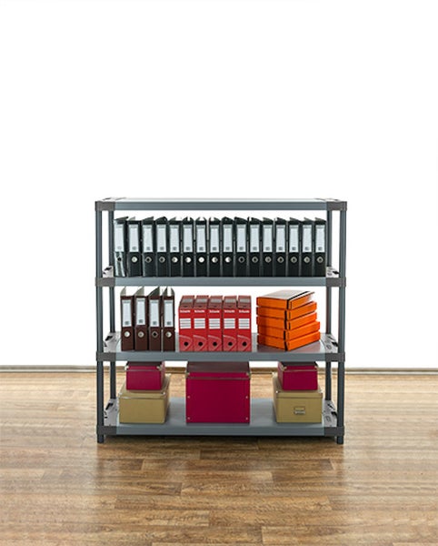 PROREGAL Kunststoffregal Big Grey Bear Low HxBxT 138 x 130 x 46 cm Fachlast 120 kg Grau