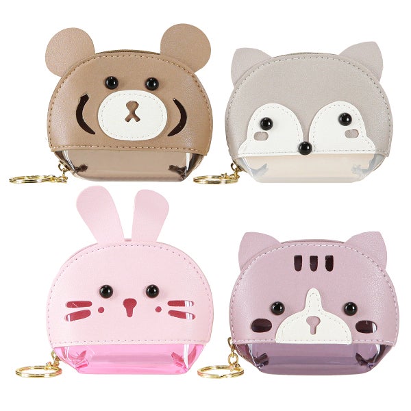 Vier verschiedene Geldbörsen in Tierform