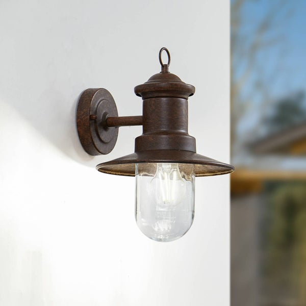 Lindby Wandleuchte außen (Laterne) Eloretta (spritzwassergeschützt (Landhaus, Vintage Rustikal) in Braun aus Metall (1 flammig E27) - Außenwandleuchten Wandlampe Led Außenlampe Outdoor