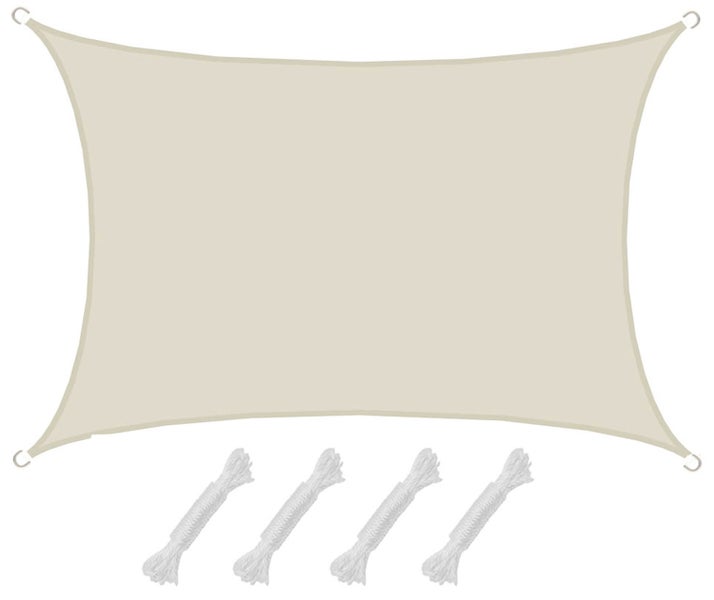 AMANKA UPF50+ UV Sonnensegel 3x4 Polyester Rechteck Wasserabweisend Wetterfest Garten Balkon Beige