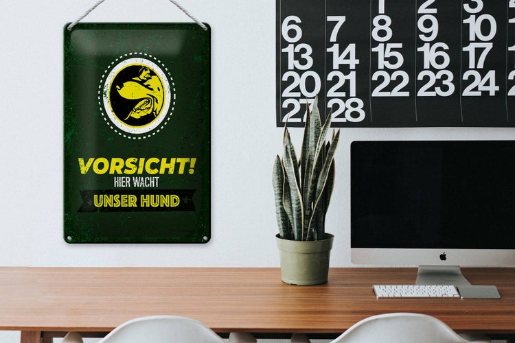 Blechschild Spruch Vorsicht hier wacht unser Hund 20x30cm