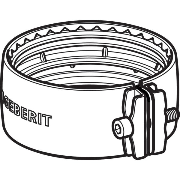 Geberit Rohrkupplung mit Spannschraube und Innenverzahnung für Rohrverbindungen.
