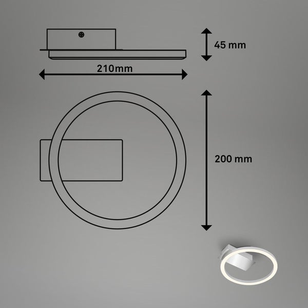 BRILONER LED Deckenleuchte, Warmweißes Licht, silberfarbig, 21 x 20 x 4,5 cm