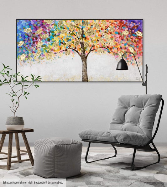 Handgemaltes Gemälde Acrylfarbe 120x60cm Bunt