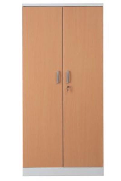 PROREGAL Aktenschrank Beetle 4 Fachböden HxBxT 195 x 92 x 42 cm Weiß & Buche