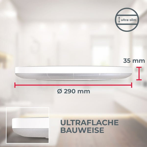 LED Panel Ø29 cm - 18W, 2400lm, IP44, flach, neutralweiß, weiß