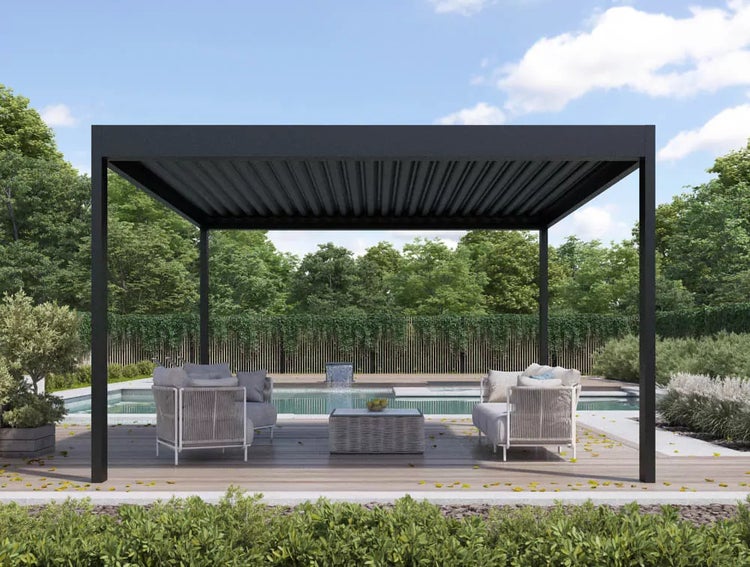 Elektrische Lamellen-Pergola 300x300 cm – Freistehend, Aluminium, motorisiert